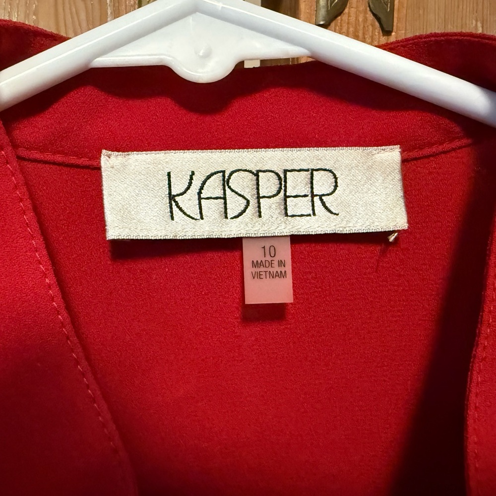 Kasper Red Ruffle Front Blouse - Picture 4 of 5